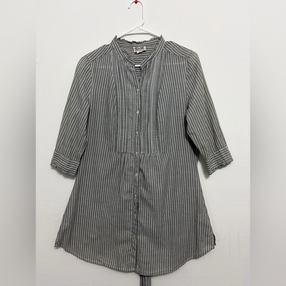 Converse One Star women’s size M Striped Shirt Dress Cotton Belted(A388)✨